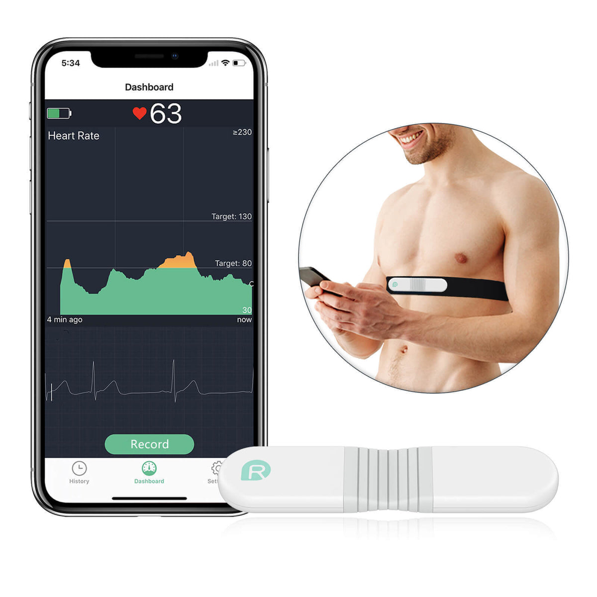 Wellue Heart Monitor Wearable Chest Strap Bluetooth Heart Health Tracker w Fr... 