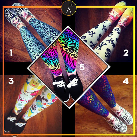 printed leggings, skull leggings, monster leggings, neon leggings, leopard leggings, legging competition