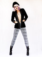 silver leopard printed leggings