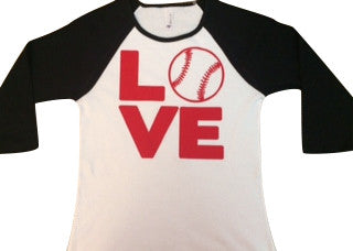 Baseball Womens Raglan Tee - LOVE - Ruffles with Love