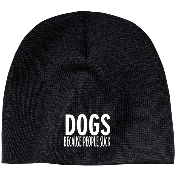 DOGS BECAUSE PEOPLE SUCK BEANIE