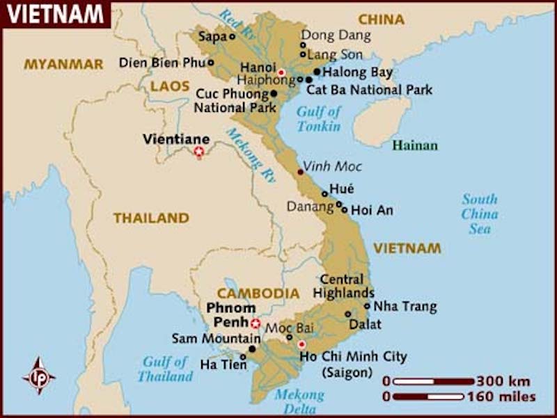 Carte du Vietnam aujourd'hui