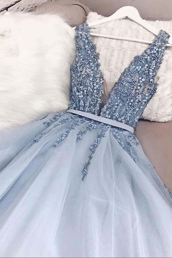 powder blue evening dress