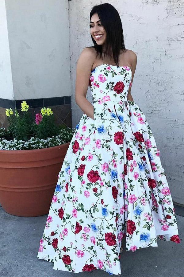 white floral ball gown