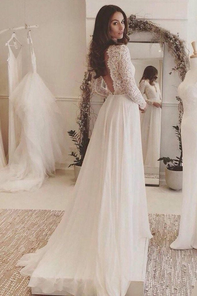 simple open back wedding dress