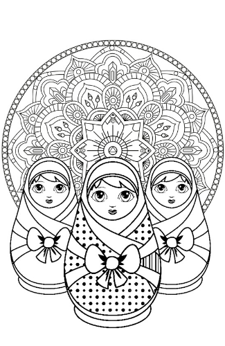 Coloriage Matriochka mandala.