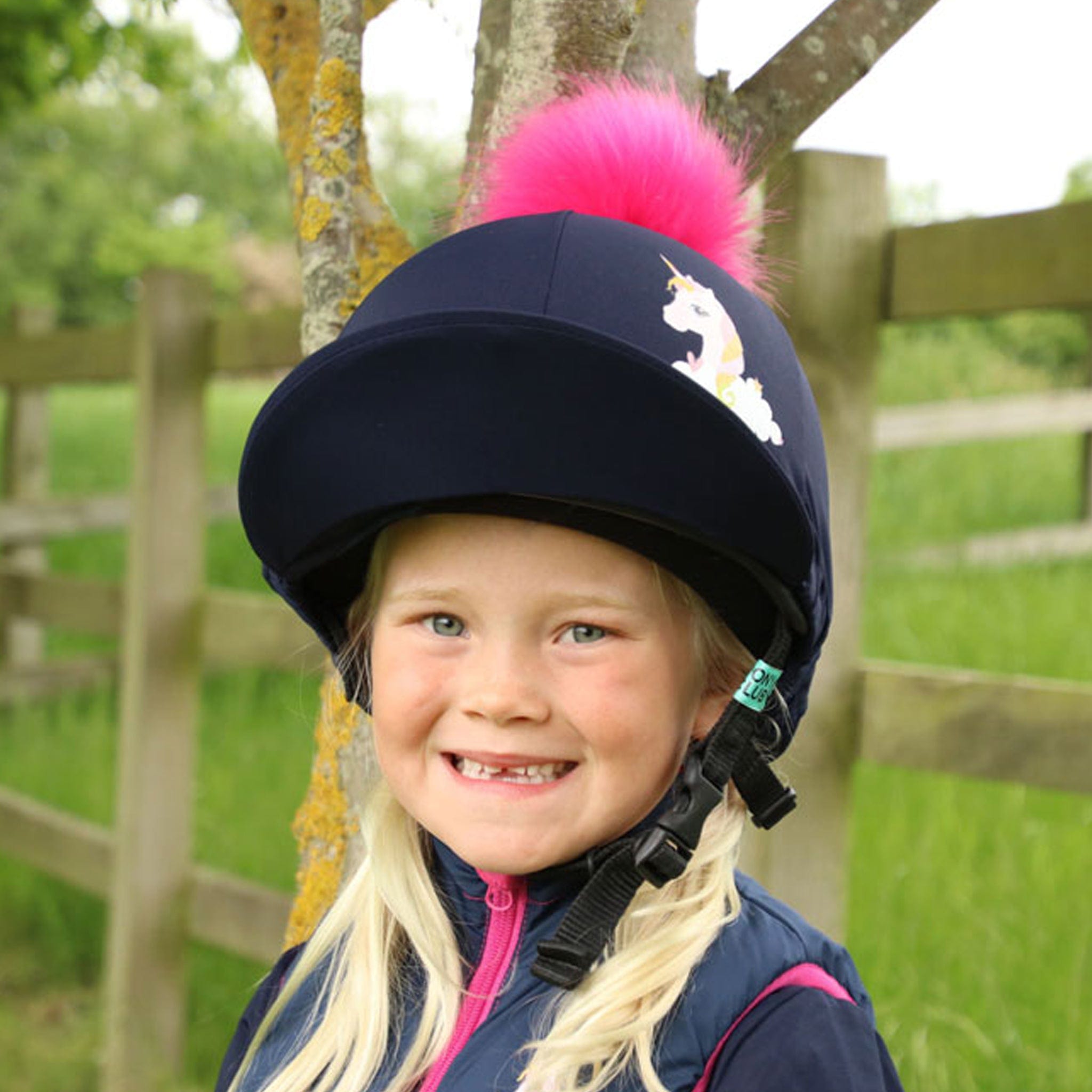 riding hat cover with pom pom