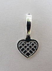 Silver plated heart shaped glue on bails - finish resin jewelry charms