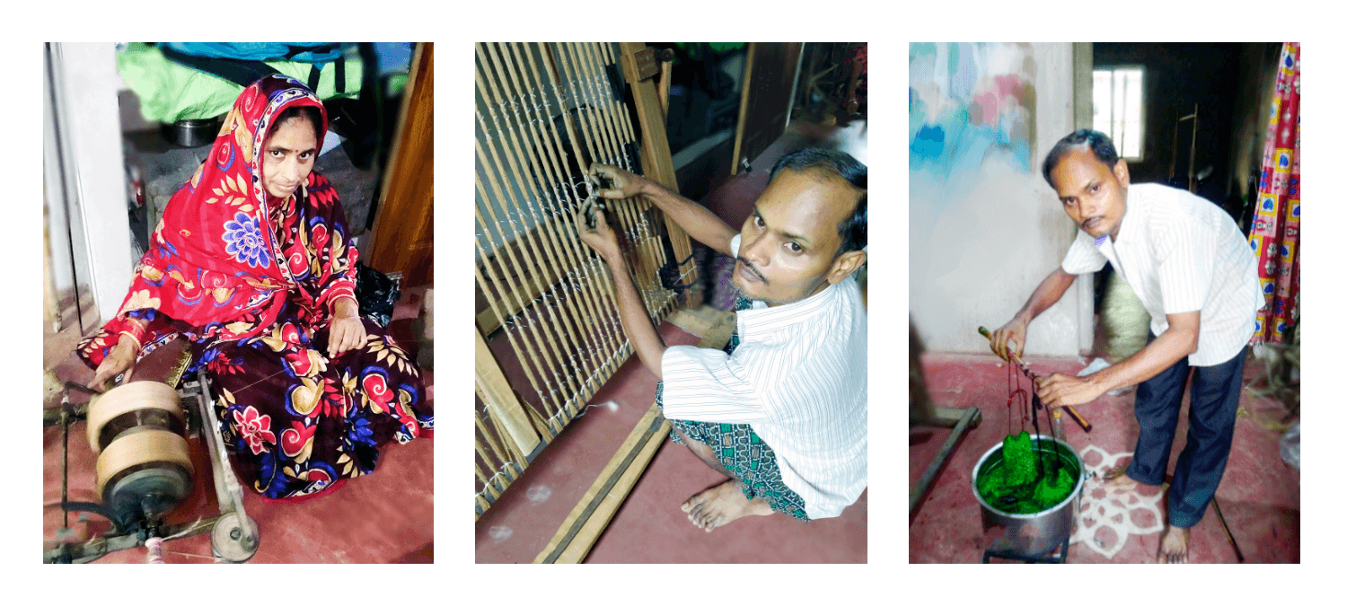 Weaver tying and dying a saree.