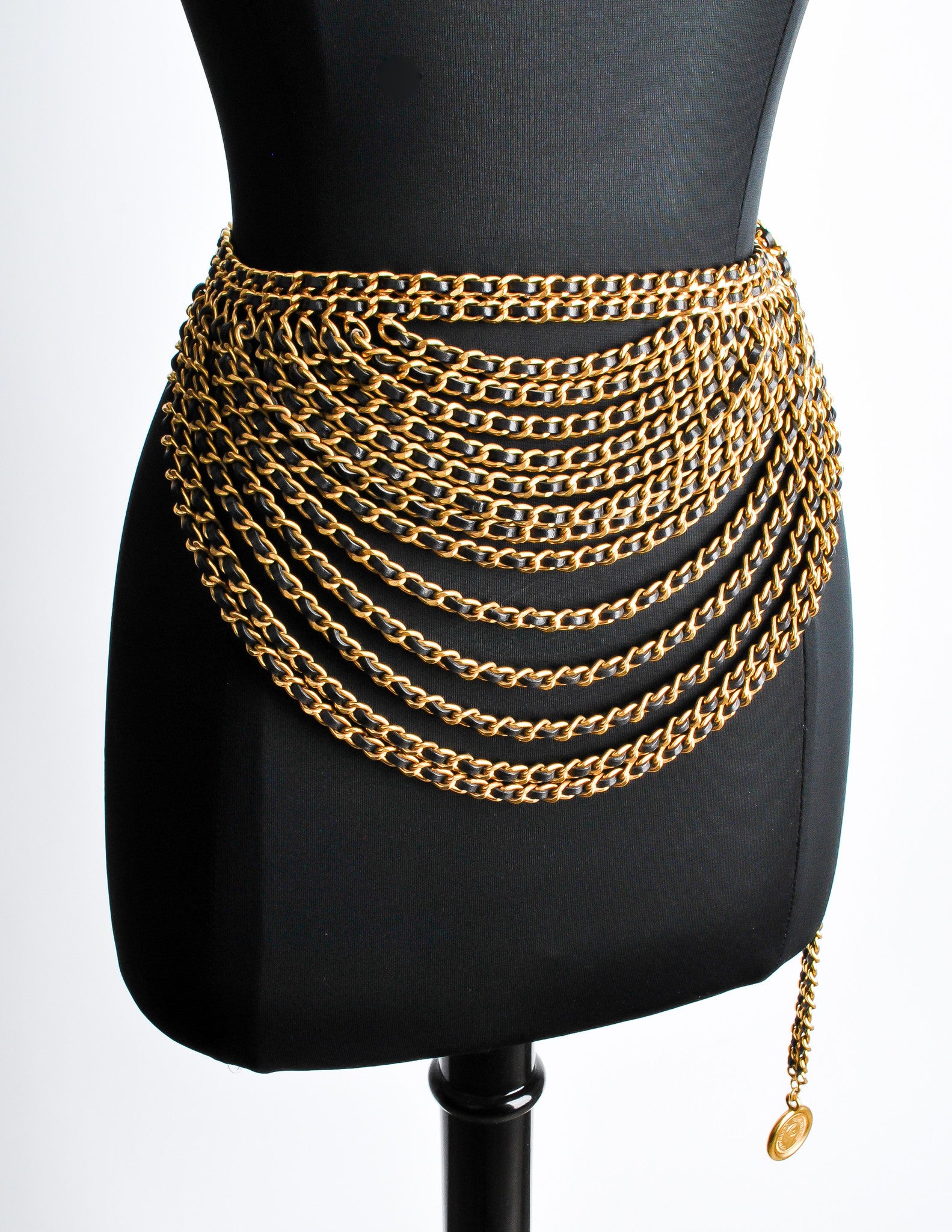 Chanel Vintage Runway Black/Gold Multi-Strand Chain Belt - from Amarcord Vintage Fashion