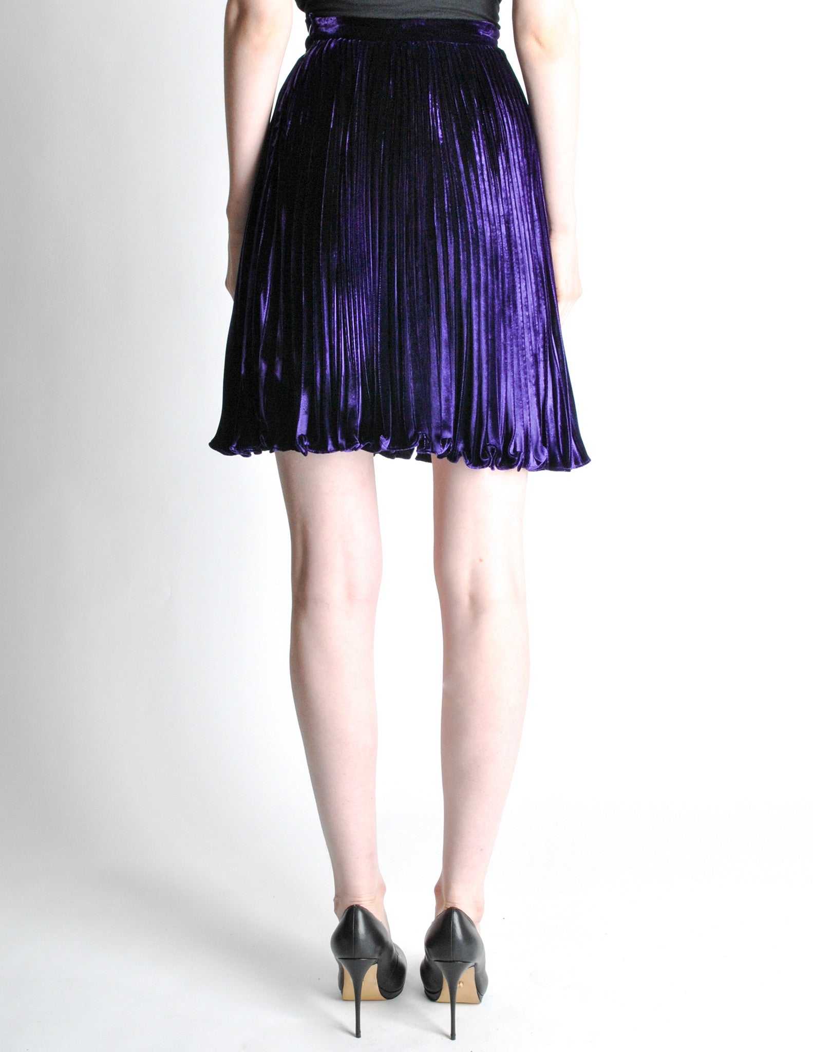 Ungaro Vintage Pleated Purple Velvet Circle Skirt From Amarcord