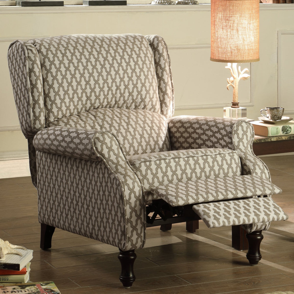 westeros traditional wingback fabric recliner chair