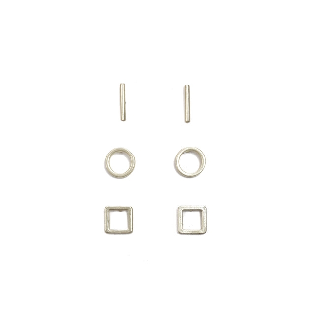 silver stud earrings set