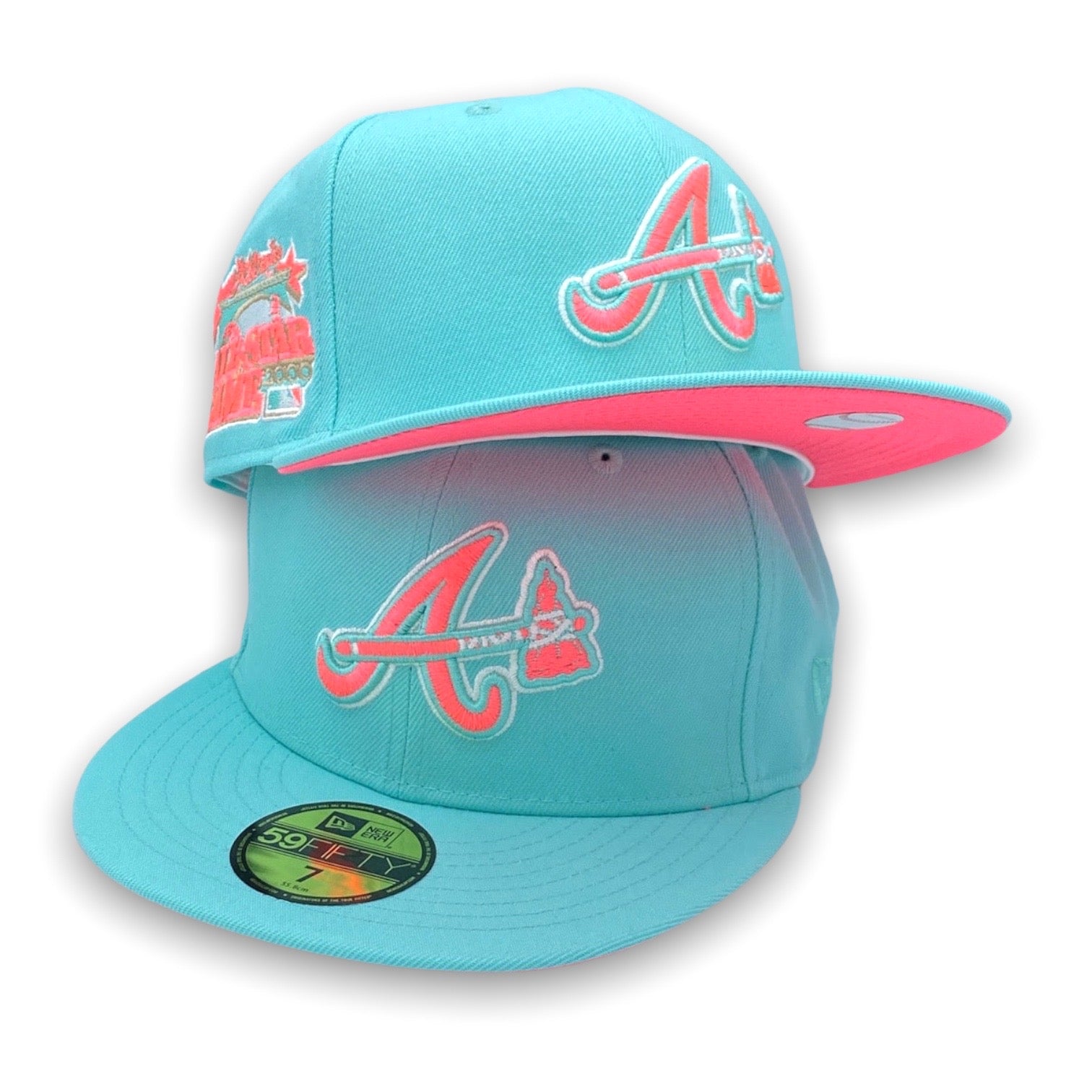 Atlanta Braves TURNER FIELD FINAL SEASON New Era 59Fifty Fitted Hat (GITD  White Brown Pink Under Brim)