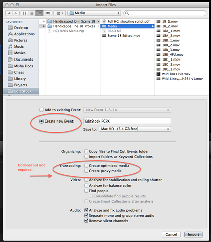 FCPX Import settings