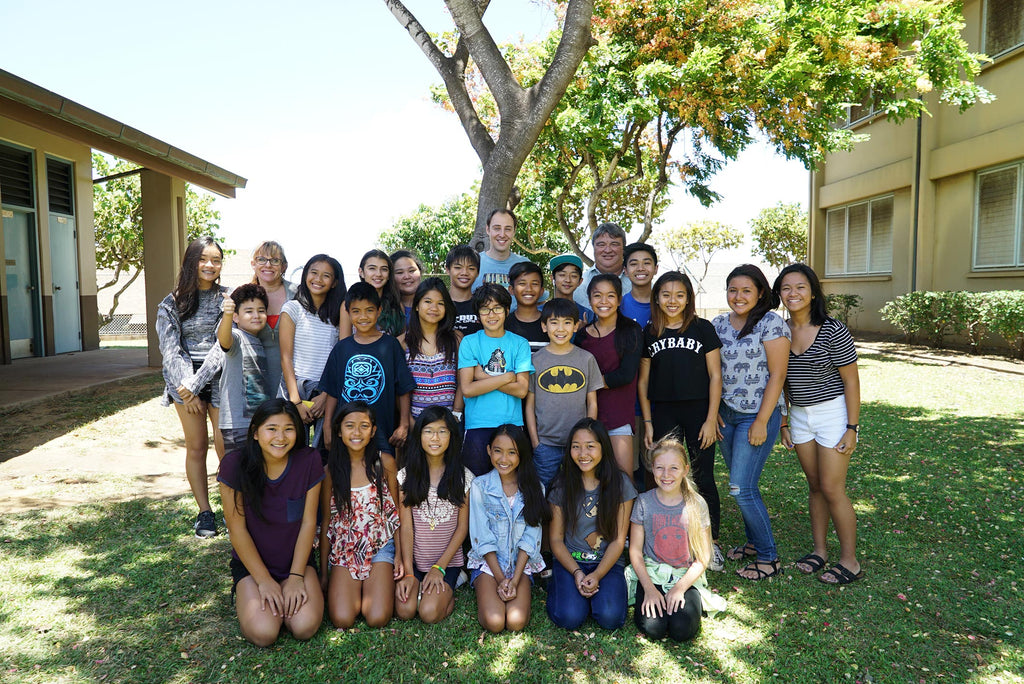 Misha and Class in Maui Waena Intermediate School