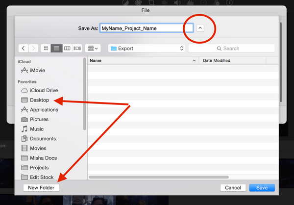 Where to save shared files iMovie