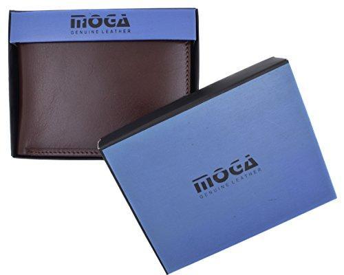 Moga Large Men's Genuine Leather Bifold Wallet With Coin Pouch 