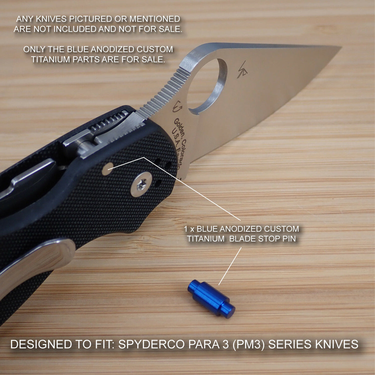 Blue Titanium Deep Carry Pocket Clip Made For Spyderco Para 3 Paramilitary 2 