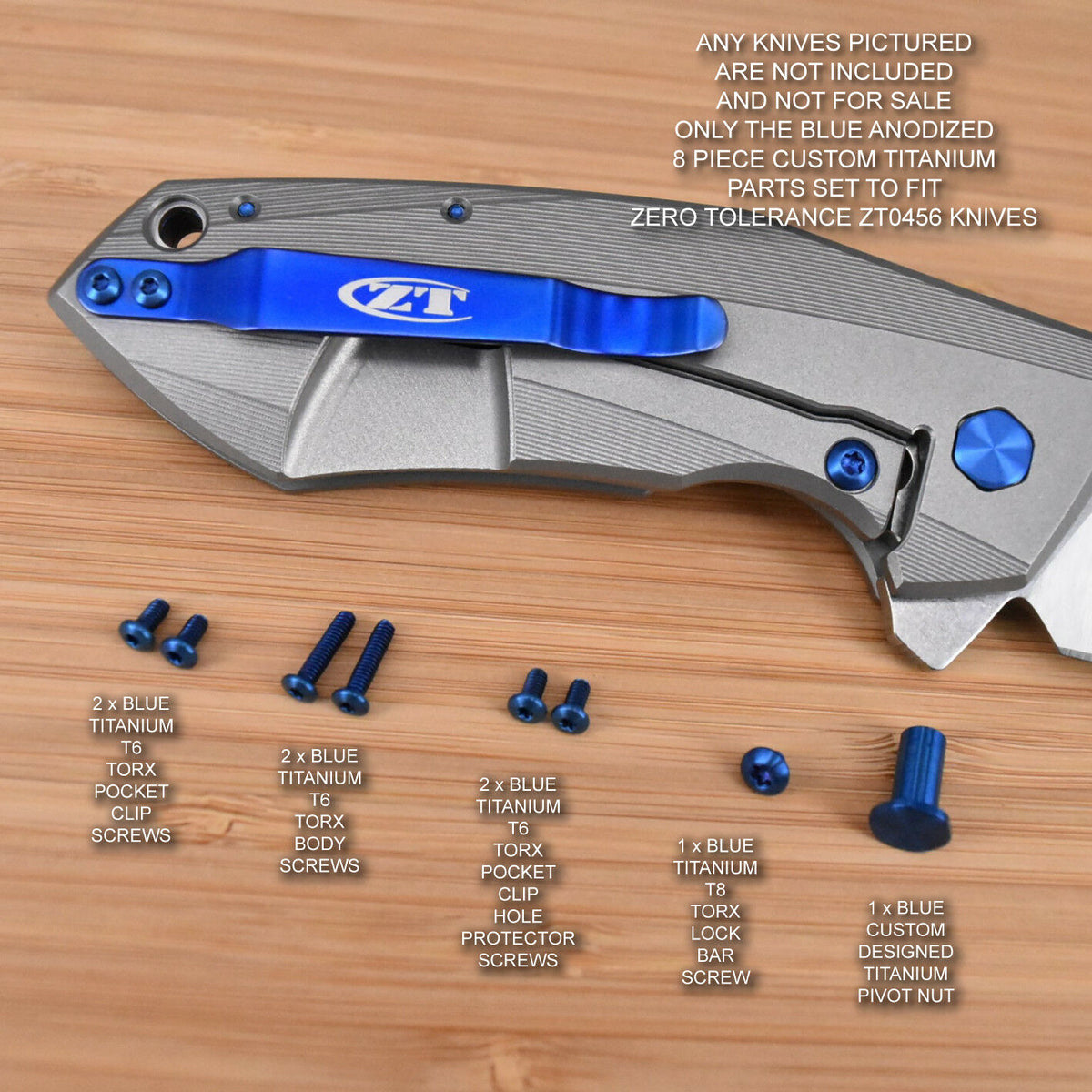 Zero Tolerance ZT0456 456 BW ZT Titanium Ti Blade Stop Pin & Standoff Set BLUE