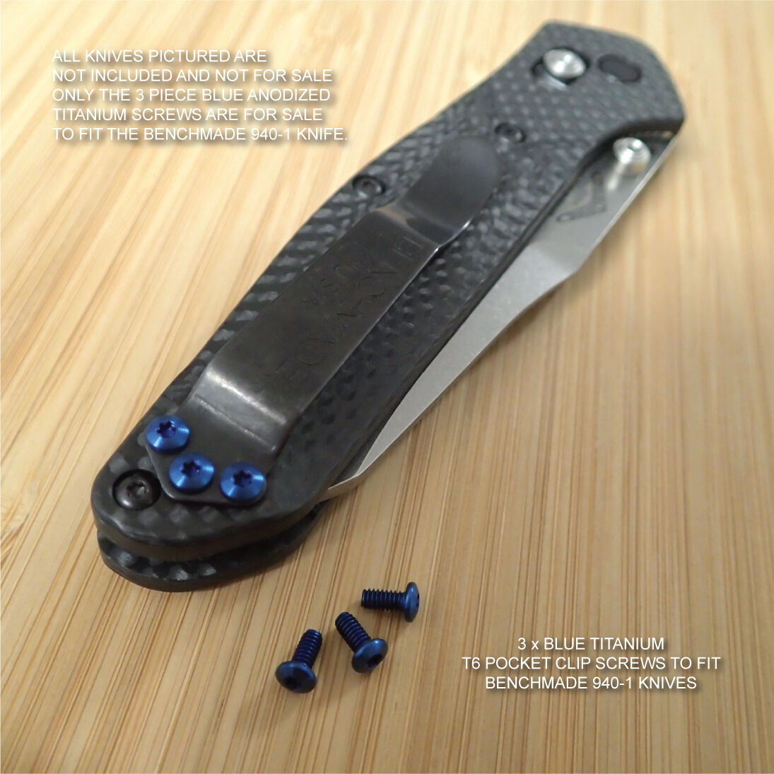 Fits Benchmade Osborne • Anodized Titanium Pocket Clip Screws • PURPLE 