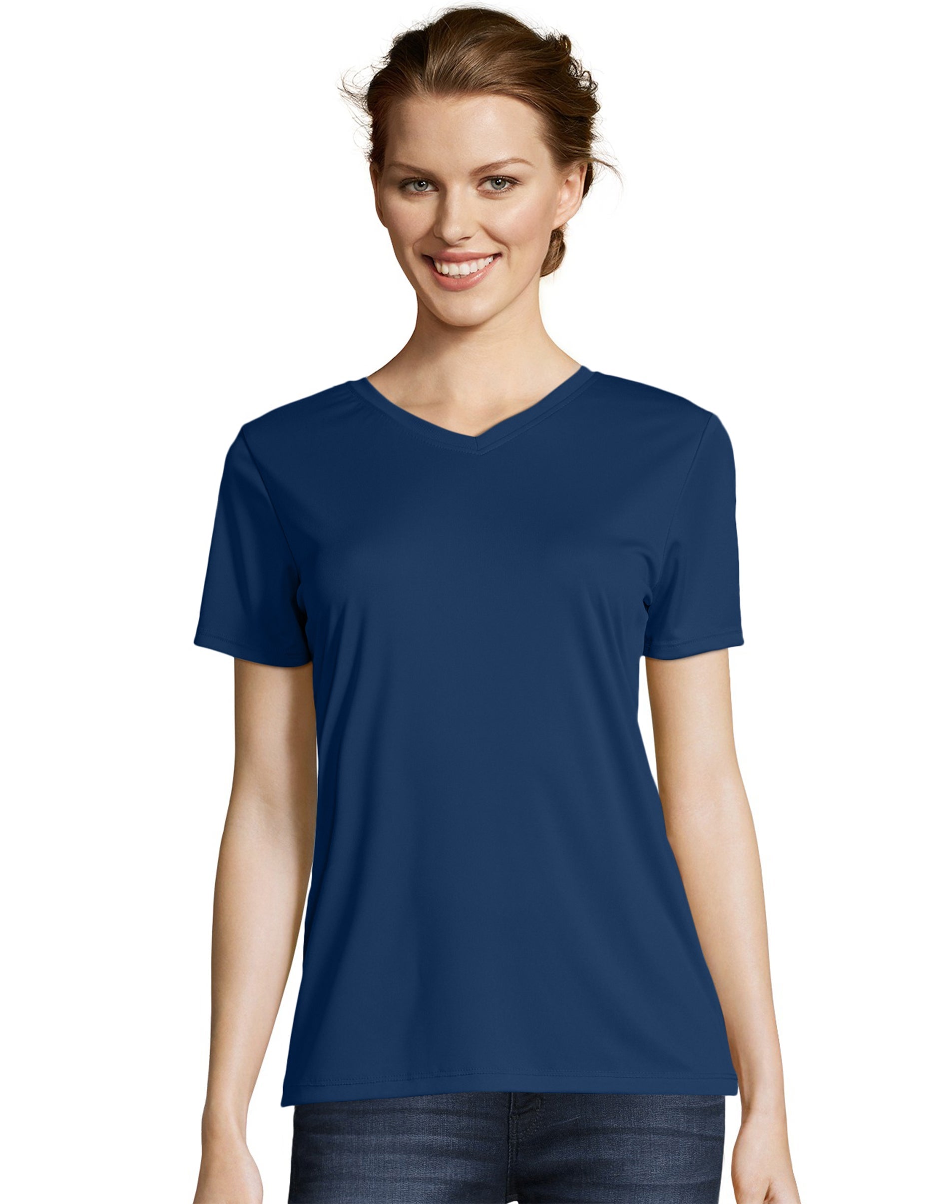 Hanes Sport Women's FreshIQ Cool DRI Performance V-Neck Tee Navy S – Club  Surge USA