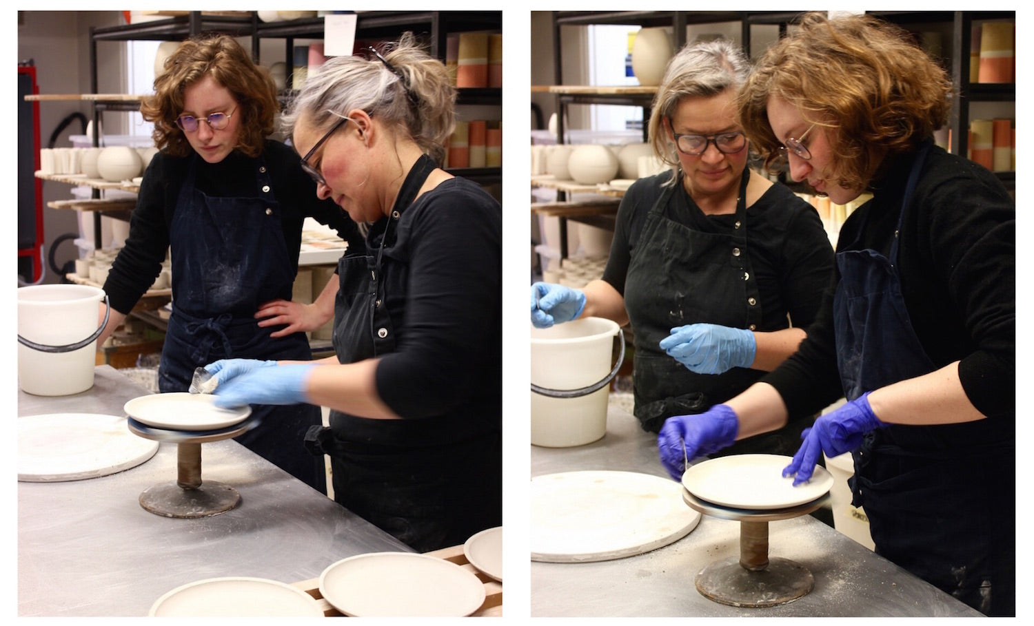 WAUW design intern Louise learning how to make Tone plates in the ceramic studio in Copenhagen.