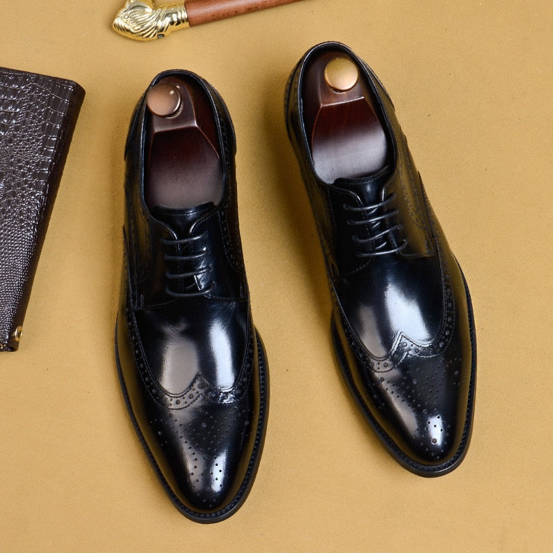 QYFCIOUFU 2019 New Men Dress Shoes Genuine Leather Male Oxford Italian Classic Vintage Lace up Men 11be9b97 b380 47af a348