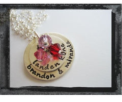 Sterling Silver Family Stacked Necklace - Birthstone Version