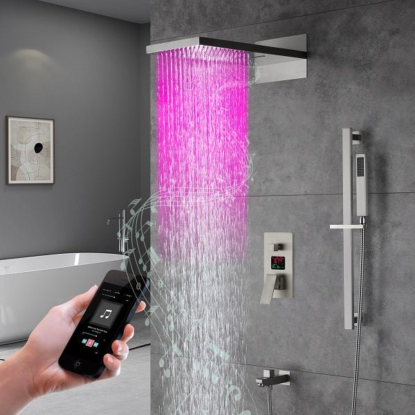 Luxury 9"x22” Music LED shower set – Cascada Showers