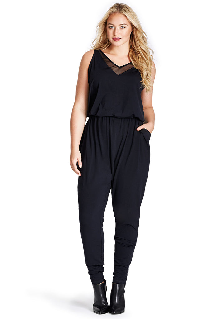 Plus Size Knit Jumpsuit in Dress Blues MYNT 1792