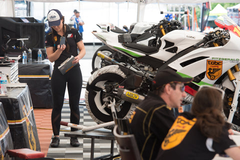 The TOBC Racing Yamaha crew prepares for the day of MotoAmerica Racing.