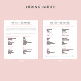 Image with text: HIRING GUIDE. And inside printable pages: 10 Hot Remote Career Fields and Companies