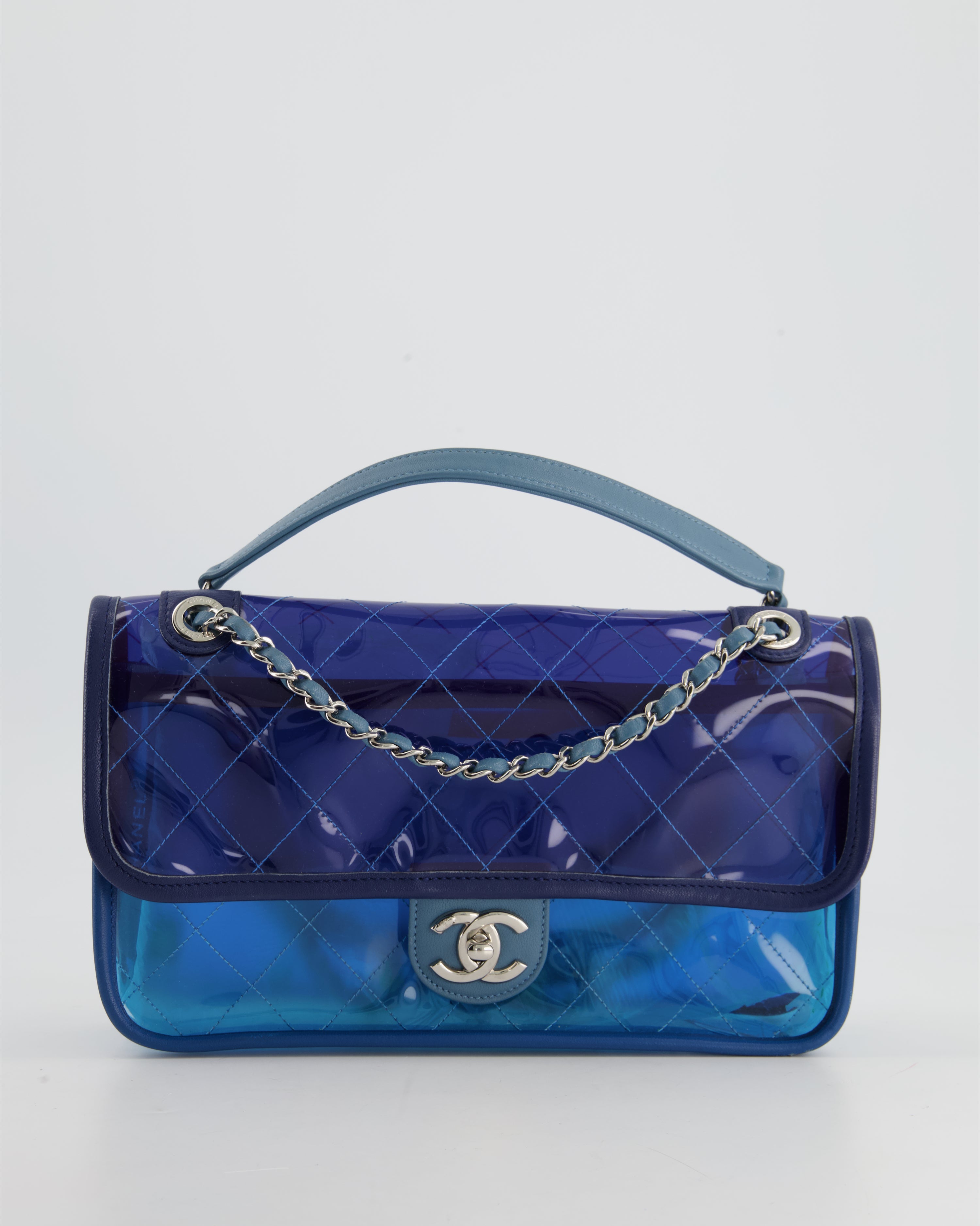 Chanel Lambskin PVC Quilted Medium Coco Splash Shopping Bag Blue