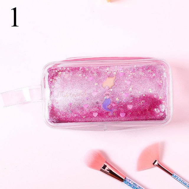 clear glitter pencil case