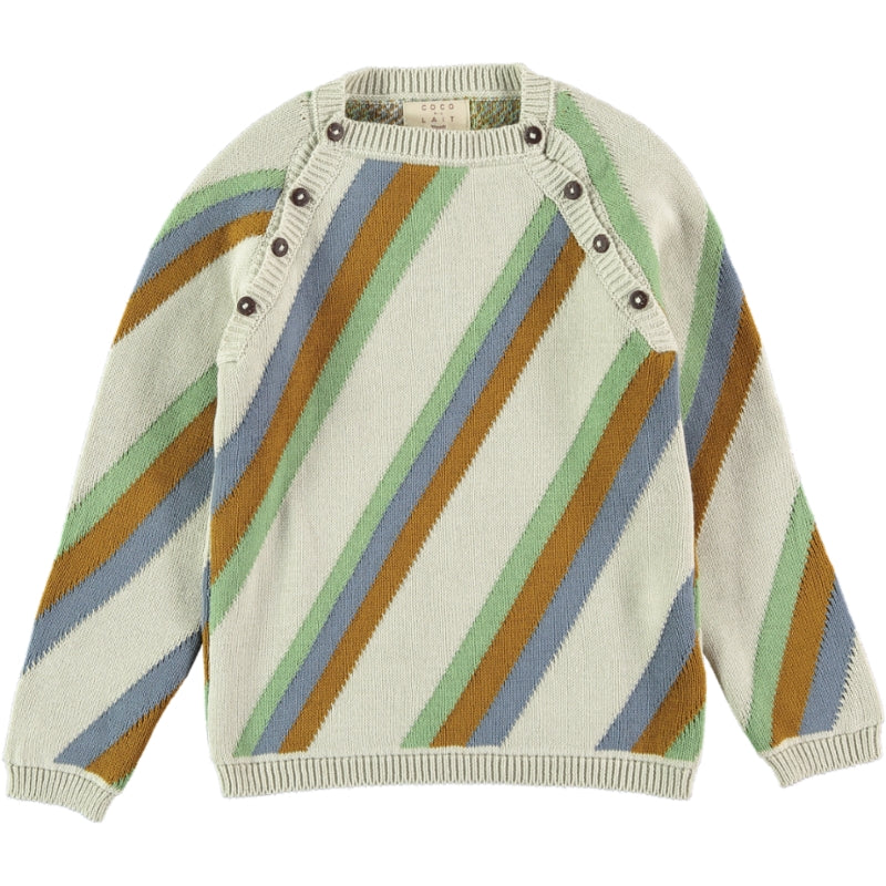 Load image into Gallery viewer, Coco Au Lait KNITTED STRIPED SWEATER Sweater Multicolor Stripes
