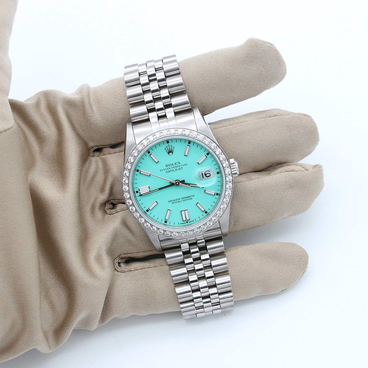 Rolex Datejust ref. 16234 Tiffany Dial Zircon Bezel – Debonar