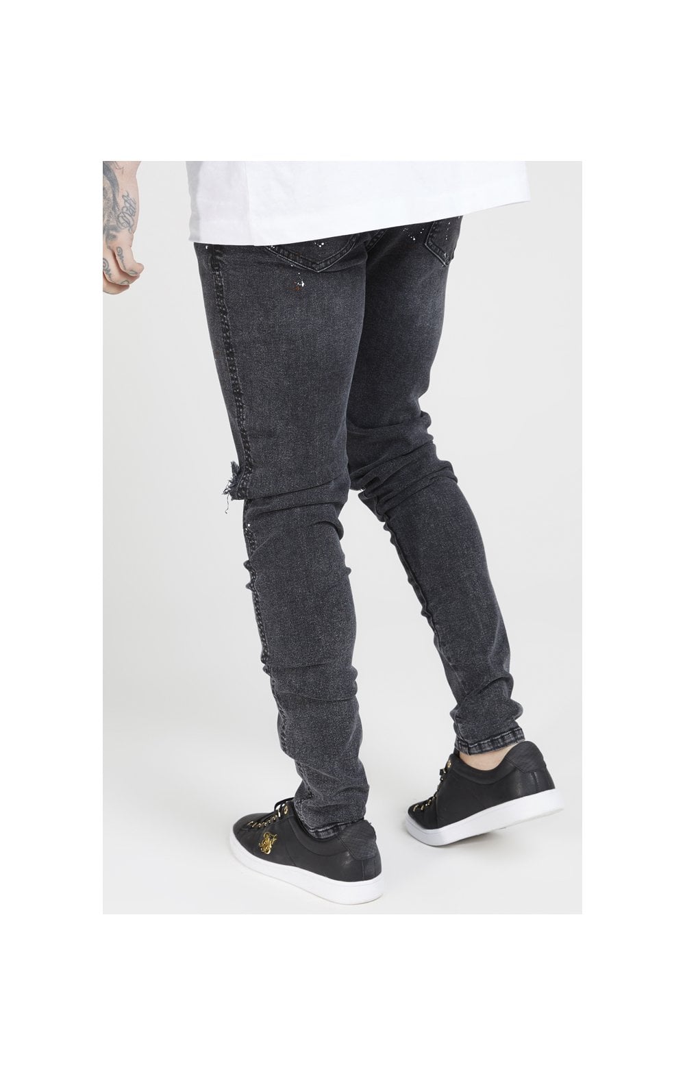 SikSilk Bust Knee Riot Denims - Washed Black (2)