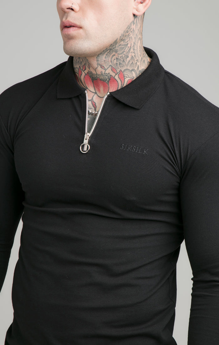 mens black zip polo