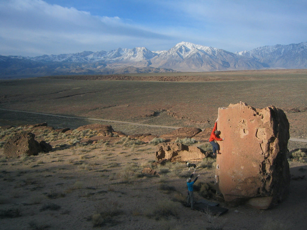 A volcanic mesa north of Bishop is home to hundreds of boulders.