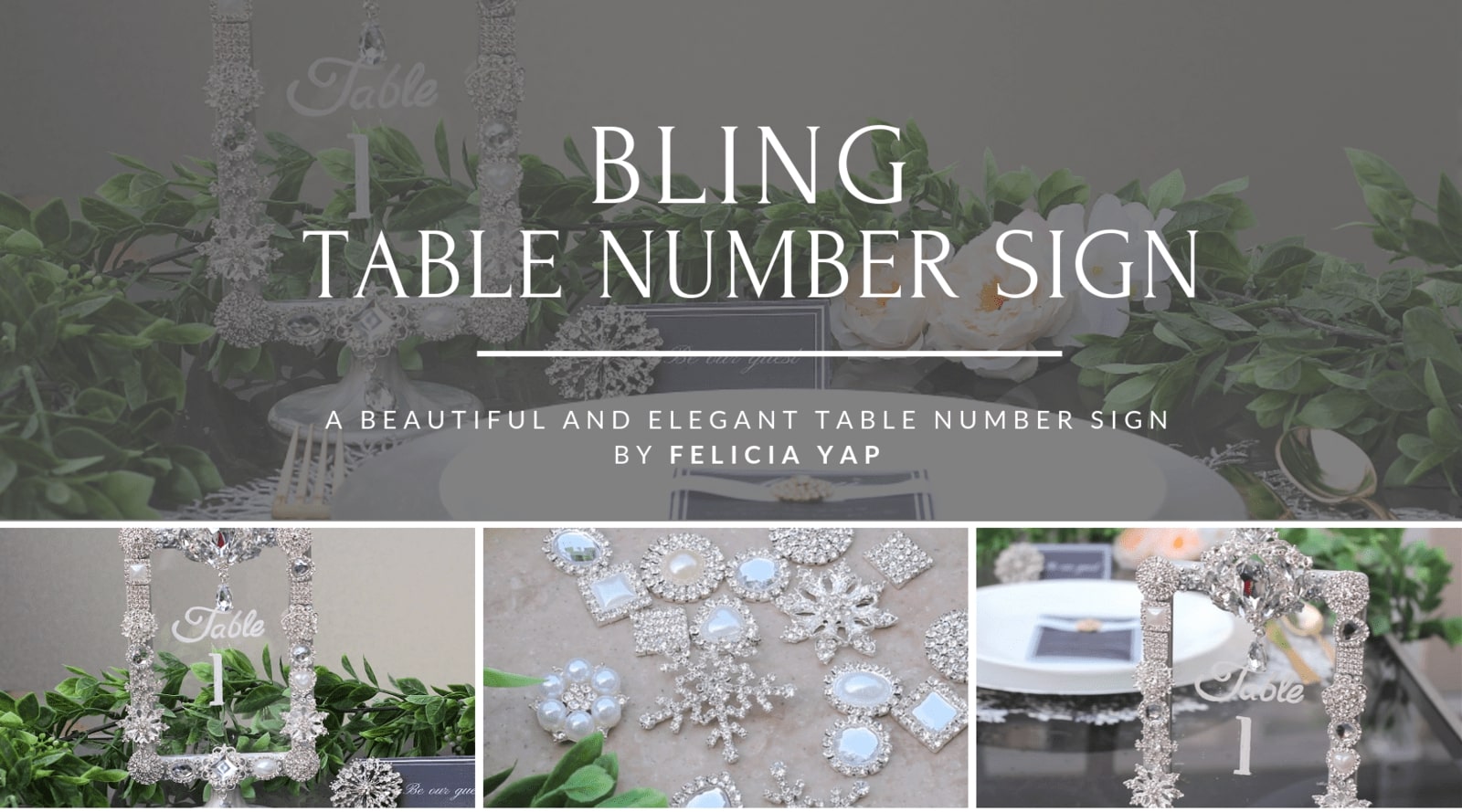 Bling Glam DIY Wedding Table Number Sign