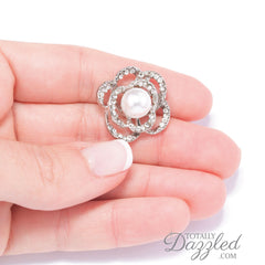 Pearl and Rhinestone Flower Buttons 706