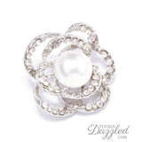 Pearl and Rhinestone Flower Buttons 706