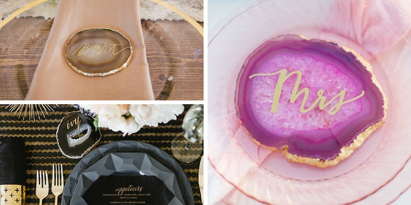agate placecards for wedding