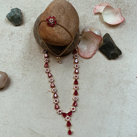 Pink & White Stone Necklace Under Rs.1500