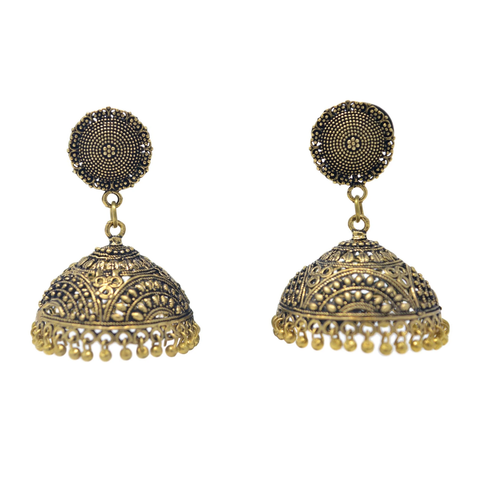  Gold Oxidised Jhumki Earring Saaj