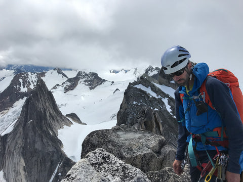 The author on the summit of Bugaboo Spire, BC, Canada