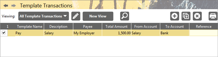 template transactions screenshot