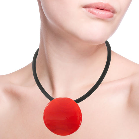 DISCO RED BLACK murano glass necklace