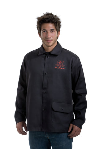 Tillman 3X 30" Black Cotton Westex FR-7A Onyx Flame Resistant Jacket With Snap Front Closure And Onyx Logo On Back/Small Onyx Logo On Front (Price is per 1 Each)